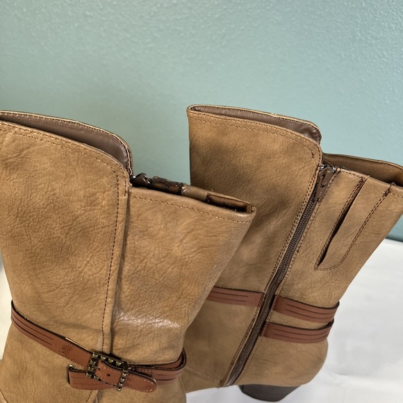 Baretraps Mid Calf Roxie Heeled Boots Womens Faux Leather Zip Buckle Cowgirl 9.5 - Picture 9 of 12